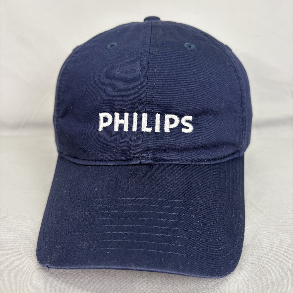 Nike Golf Hat Philips Logo Mens OSFM Navy Blue Adjustable Buckle Cap